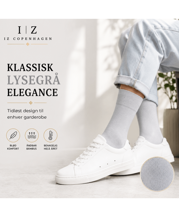 iZ Sock bambusstrømper i lysegrå til dame og herre – OUTLET billede 3