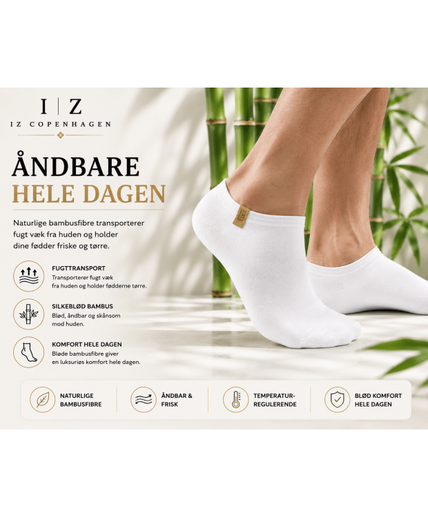 iZ Sock In-Shoe bambus-ankelstrømper i hvid til dame og herre billede 3