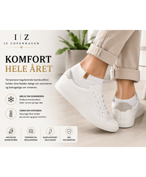 iZ Sock In-Shoe bambus-ankelstrømper i hvid til dame og herre billede 4