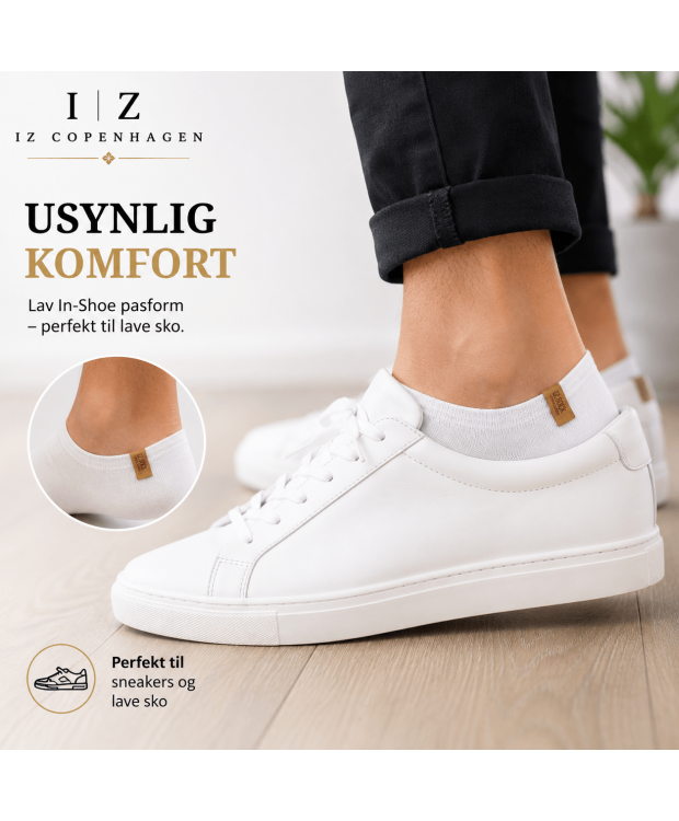 iZ Sock In-Shoe bambus-ankelstrømper i hvid til dame og herre billede 5