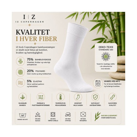 iZ Sock Copenhagen hvide bambusstrømper til dame og herre
