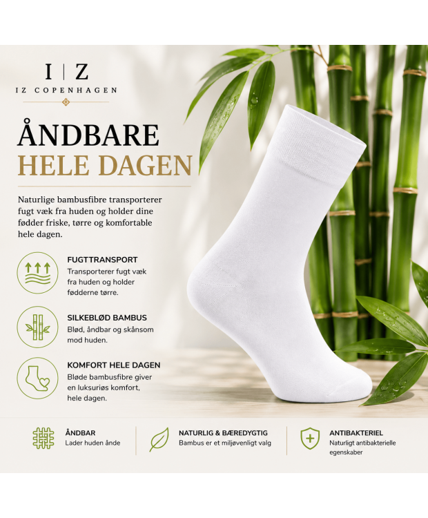 iZ Sock Copenhagen hvide bambusstrømper til dame og herre billede 3