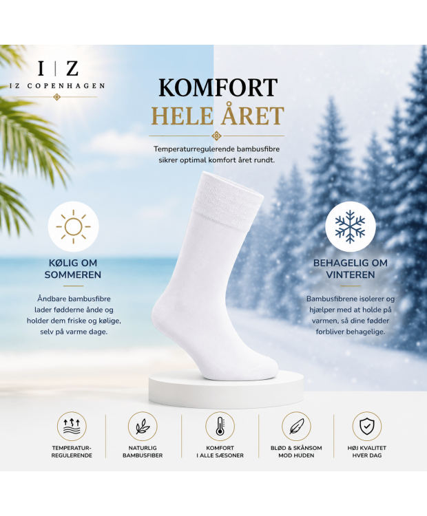 iZ Sock Copenhagen hvide bambusstrømper til dame og herre billede 4
