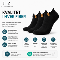 IZ Sock 3-pak sorte bomuldsankelstrømper – unisex