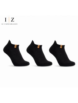 IZ Sock 3-pak sorte bomuldsankelstrømper – unisex