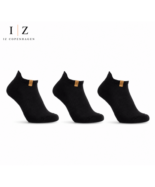 IZ Sock 3-pak sorte bomuldsankelstrømper – unisex billede 1