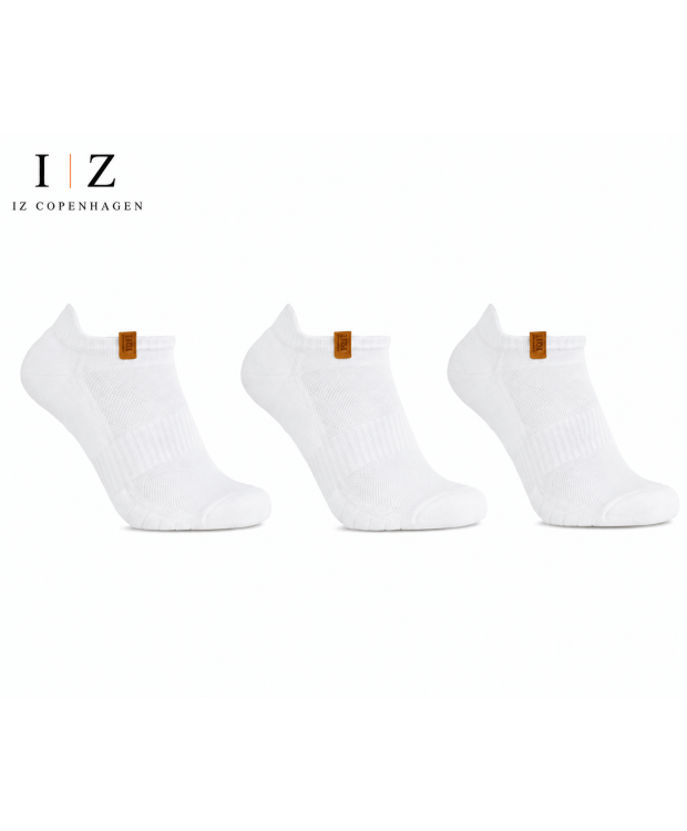IZ Sock 3-pak hvide bomuldsankelstrømper – unisex billede 1