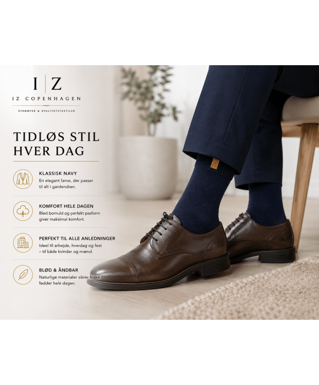 iZ Sock Copenhagen navy Luxury bomuldsstrømper unisex billede 2