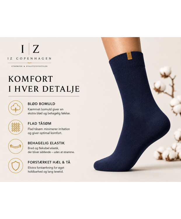 iZ Sock Copenhagen navy Luxury bomuldsstrømper unisex billede 3