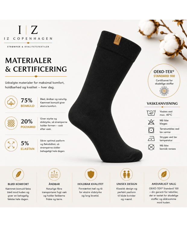 iZ Sock Copenhagen sorte Luxury bomuldsstrømper unisex billede 5