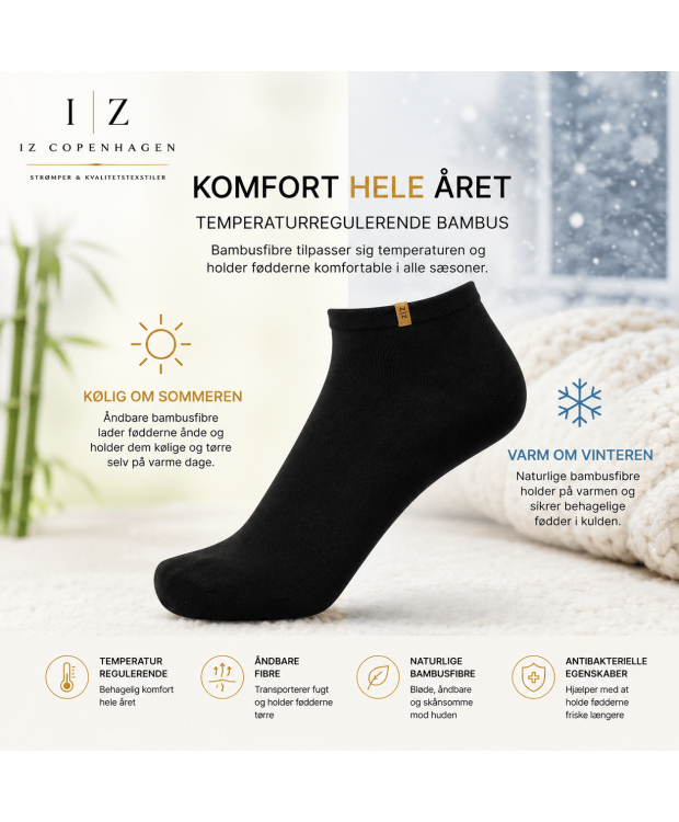 iZ Sock Luxury bambus-ankelstrømper sort til børn billede 3