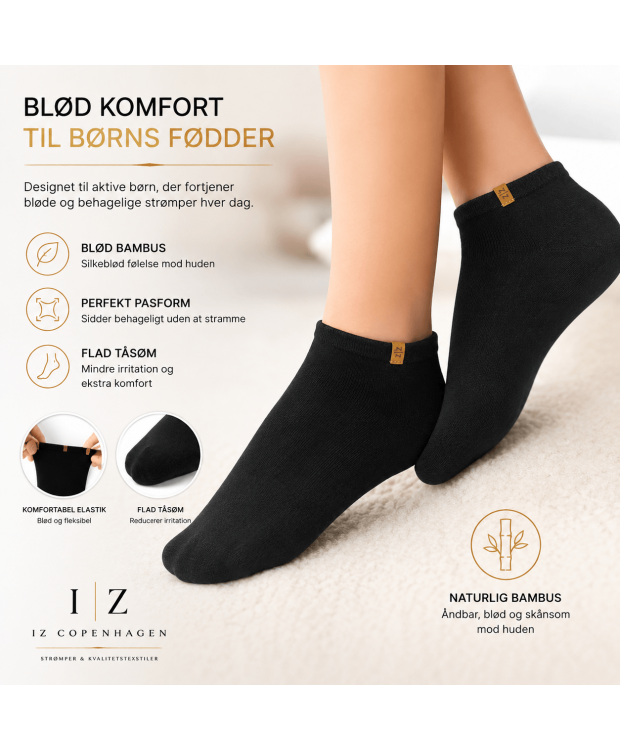 iZ Sock Luxury bambus-ankelstrømper sort til børn billede 5