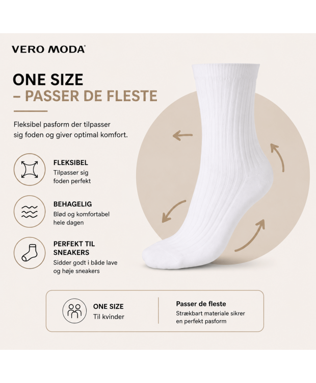 Vero Moda hvide bomuldsstrømper til kvinder - OUTLET billede 4