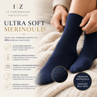 iZ Sock Copenhagen Premium Merinould Strømper Navy – Ultra Soft Uldsokker til Dame & Herre
