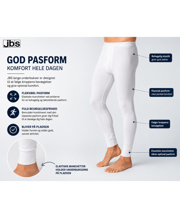 JBS long johns original hvid til herre i 100 % bomuld billede 3