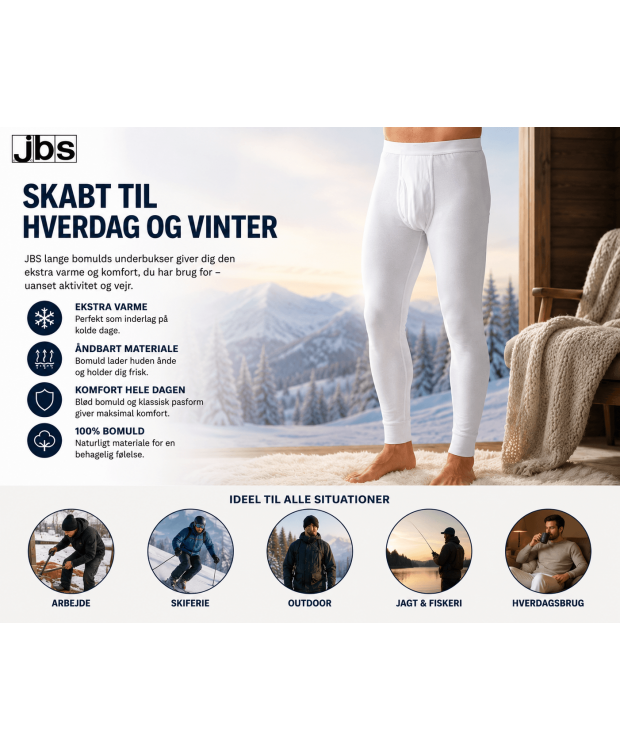 JBS long johns original hvid til herre i 100 % bomuld billede 5