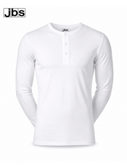 JBS grandad, long sleeve hvid med knapper til herre – 100 % bomuld