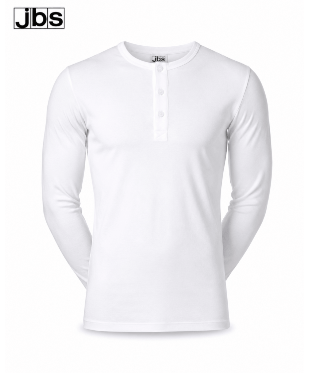 JBS grandad, long sleeve hvid med knapper til herre – 100 % bomuld billede 1