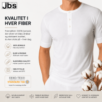 JBS grandad, short sleeve med knapper til herre – hvid