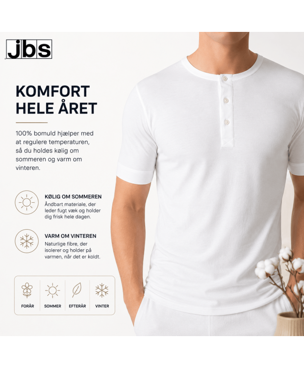 JBS grandad, short sleeve med knapper til herre – hvid billede 5