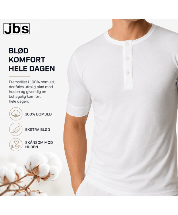 JBS grandad, short sleeve med knapper til herre – hvid billede 4