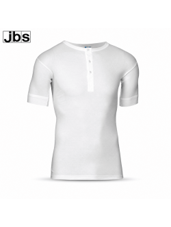 JBS grandad, short sleeve med knapper til herre – hvid
