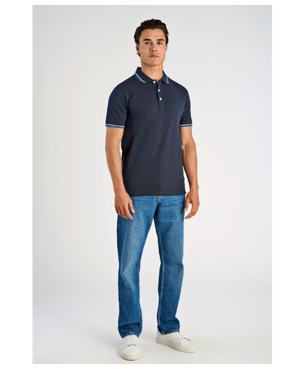 Lindbergh kortærmet polo i navy til herre billede 3