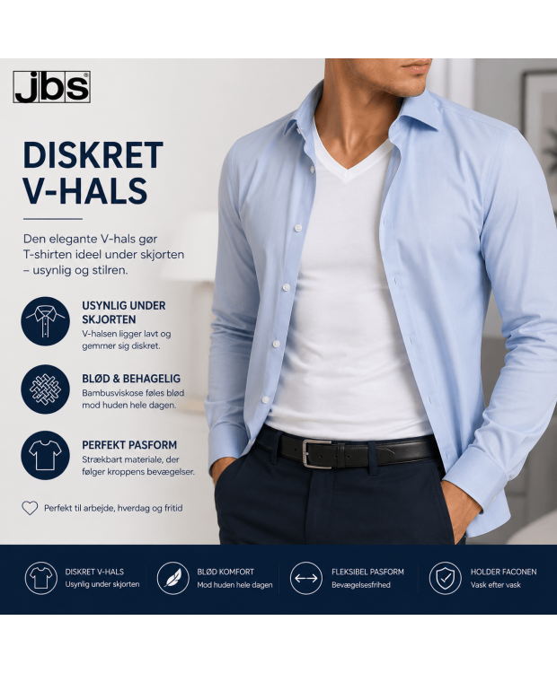 JBS 2-pack FSC V-neck bamboo til herre – hvid billede 2