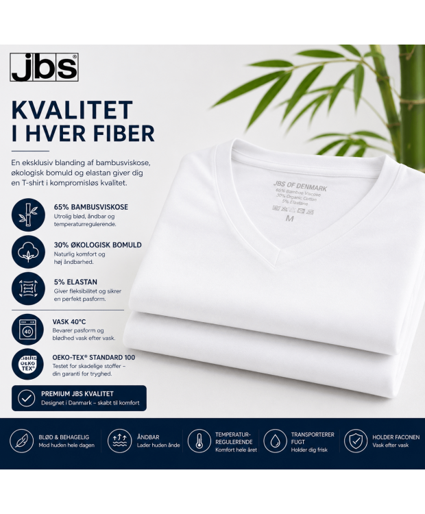 JBS 2-pack FSC V-neck bamboo til herre – hvid billede 5