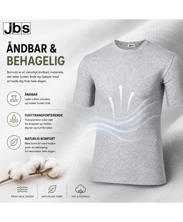 JBS bomulds-T-shirt med rund hals til herre – meleret grå billede 6