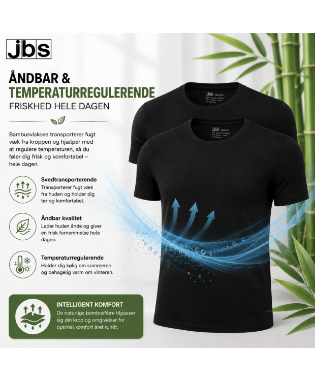 JBS bambus T-shirts med rund hals 2-pak til herre – sort billede 8