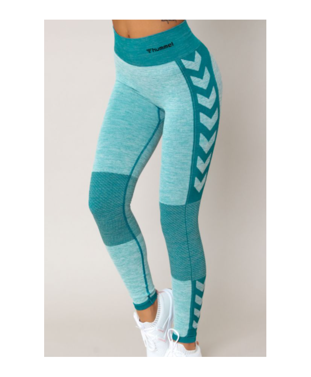 Hummel CLEA mid waist tights i petroleum melange til kvinder – OUTLET billede 1