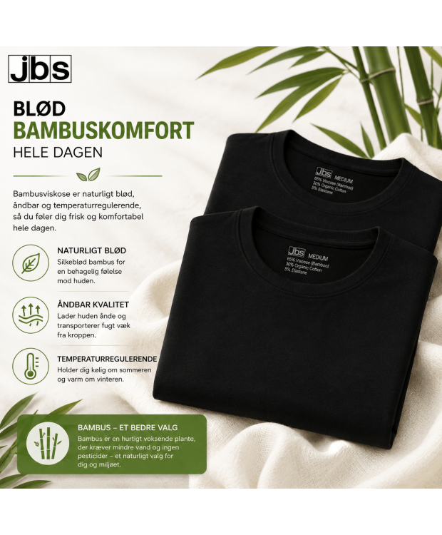 JBS bambus T-shirts med rund hals 2-pak til herre – sort billede 6