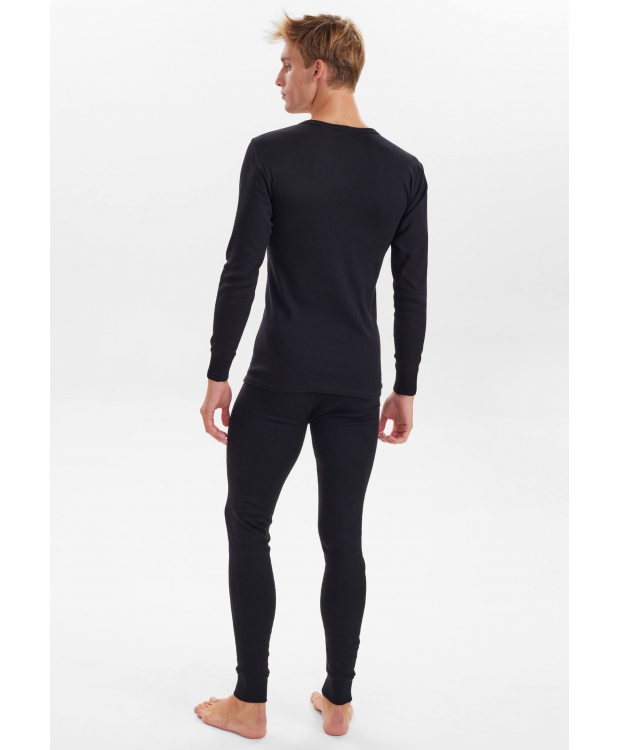 JBS sort langærmet T-shirt med knapper i bomuld til herre billede 3