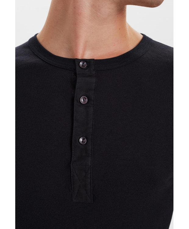 JBS sort langærmet T-shirt med knapper i bomuld til herre billede 4