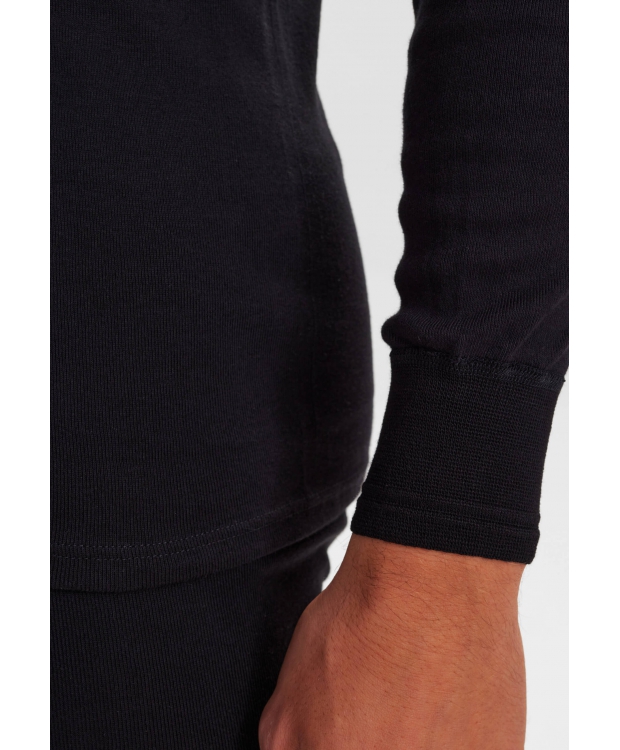 JBS sort langærmet T-shirt med knapper i bomuld til herre billede 5