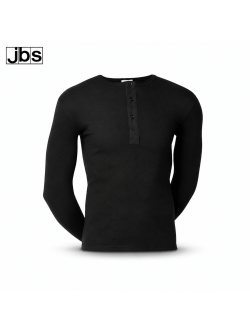 JBS sort langærmet T-shirt med knapper i bomuld til herre