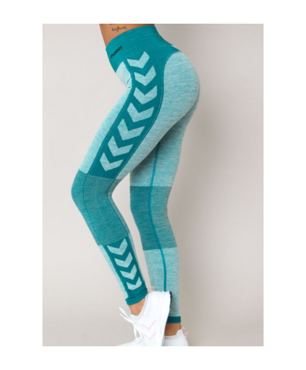 Hummel CLEA mid waist tights i petroleum melange til kvinder – OUTLET billede 3