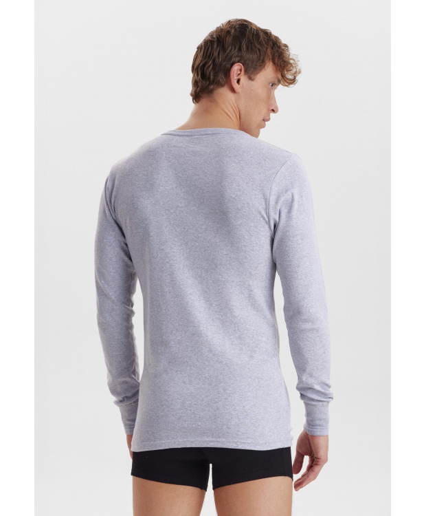 3 par Dovre bomulds-T-shirt grå med rund hals til herre – detaljebillede 9