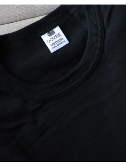 3 par Dovre bomulds-T-shirt sort med rund hals til herre