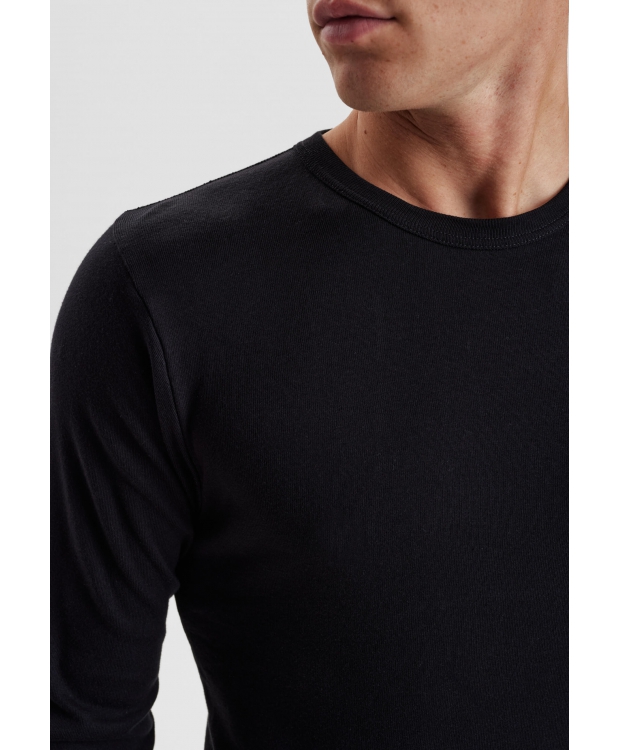 3 par Dovre bomulds-T-shirt sort med rund hals til herre – detaljebillede 3
