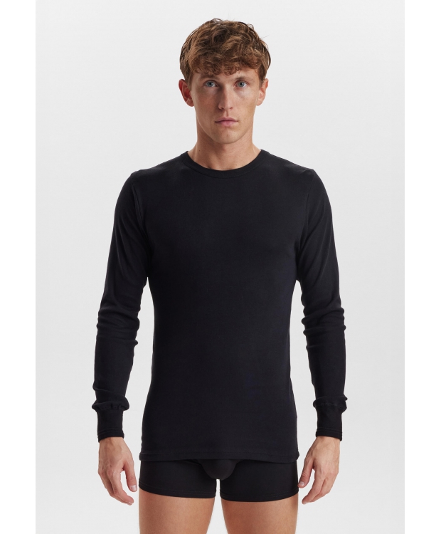 3 par Dovre bomulds-T-shirt sort med rund hals til herre – detaljebillede 5