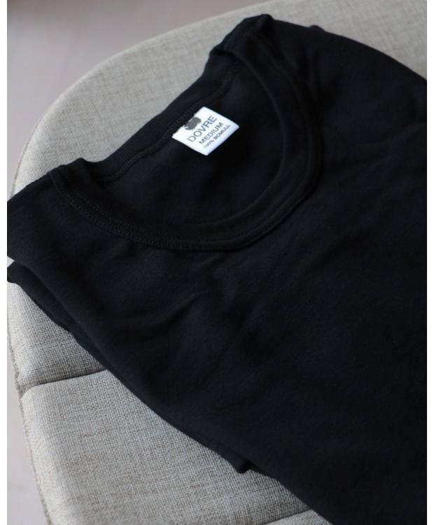 3 par Dovre bomulds-T-shirt sort med rund hals til herre – detaljebillede 9
