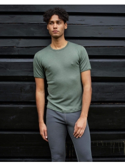 3 par Dovre uld-T-shirt mørkegrøn med rund hals til herre