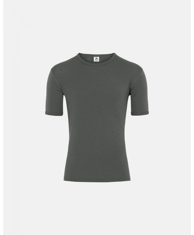 6 par Dovre uld-T-shirt mørkegrøn med rund hals til herre – detaljebillede 4