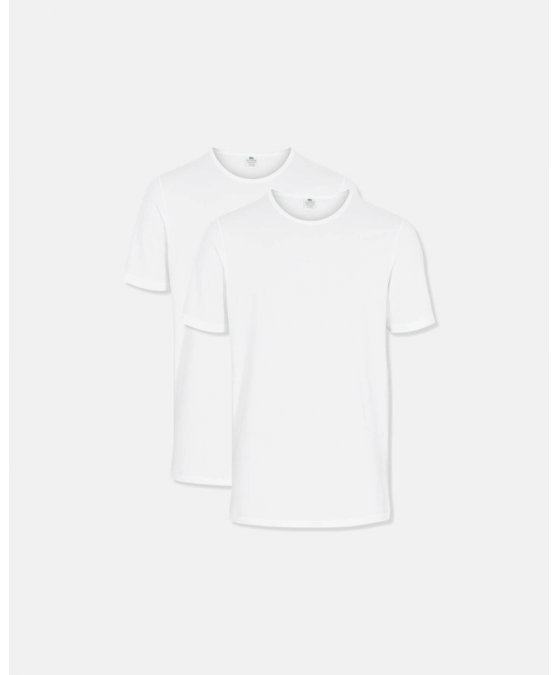 3 par Dovre GOTS T-shirts 2-pak hvid med rund hals til herre – detaljebillede 4