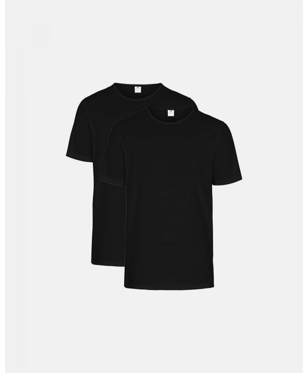 3 par Dovre GOTS T-shirts 2-pak sort med rund hals til herre – detaljebillede 2