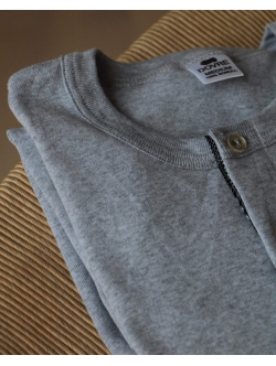 3 par Dovre langærmet bomulds-T-shirt grå med knapper til herre – Outlet