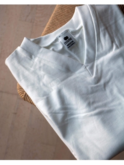 3 par Dovre bomulds-T-shirt hvid med V-hals til herre