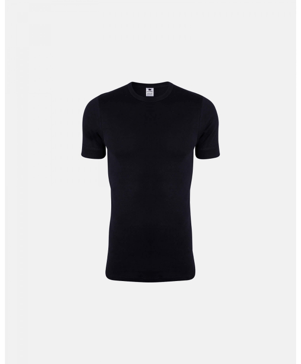 3 par Dovre bomulds-T-shirt sort med rund hals og/4-ærme til herre – detaljebillede 4